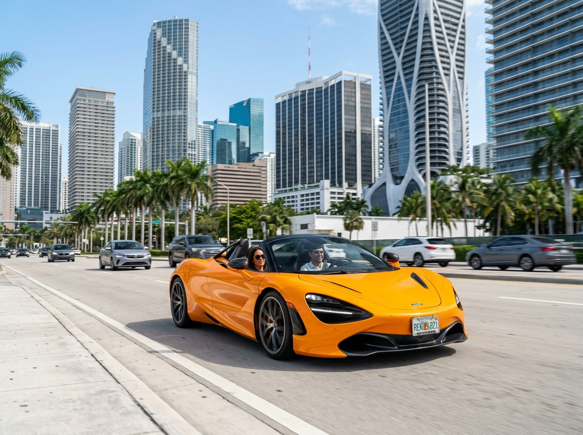 Rent McLaren 720S Spider 2021 in Miami — convertible McLaren on Brickell Avenue